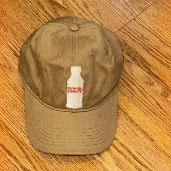 dunkin’ donuts DD logo coffee ball cap hat khaki color adjustable baseball cap - Picture 3 of 10